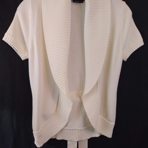BCBG Maxazria White Ribbed Sweater - Picture 1 of 11